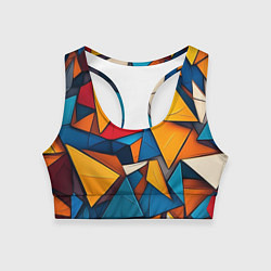 Топик спортивный женский Разноцветные треугольники, цвет: 3D-принт