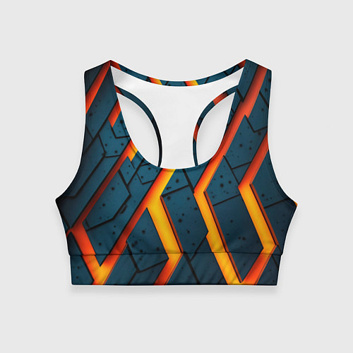Женский спортивный топ Металлическая броня и оранжевое свечение / 3D-принт – фото 1