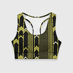 Топик спортивный женский Закулисье классика на чёрном фоне, цвет: 3D-принт