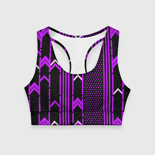 Женский спортивный топ Фиолетовые обои на чёрном фоне / 3D-принт – фото 1