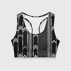 Топик спортивный женский Закулисье чёрно-белое, цвет: 3D-принт
