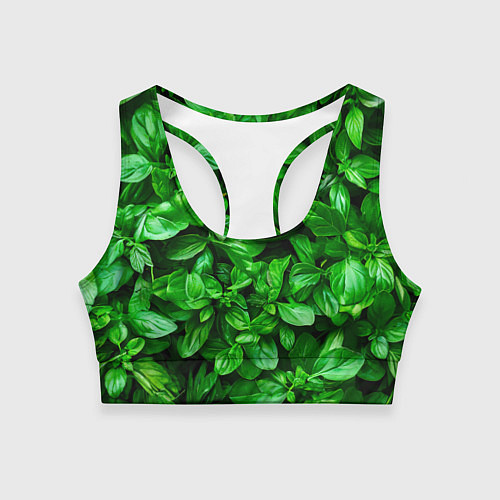 Женский спортивный топ Базилик зеленый / 3D-принт – фото 1