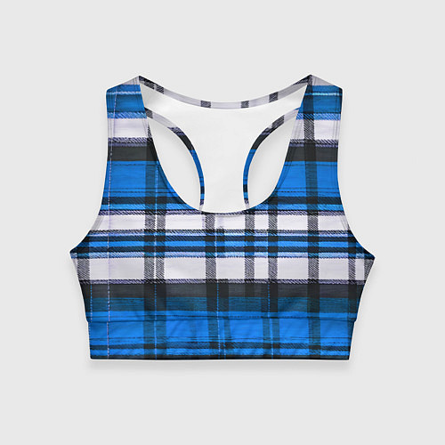 Женский спортивный топ Сине-белая ткань в клетку / 3D-принт – фото 1