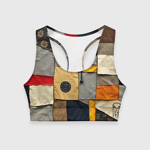 Женский спортивный топ Ретро пэчворк / 3D-принт – фото 1
