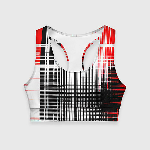 Женский спортивный топ Красно-чёрный гранж на белом фоне / 3D-принт – фото 1