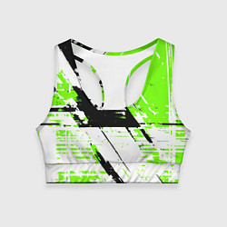 Топик спортивный женский Diagonal black and green stripes on a white backgr, цвет: 3D-принт