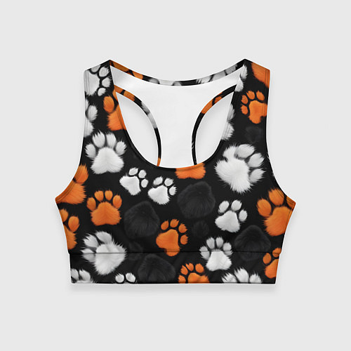 Женский спортивный топ Мохнатые лапки / 3D-принт – фото 1