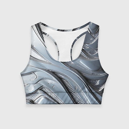Женский спортивный топ Полированный металл серебряный / 3D-принт – фото 1