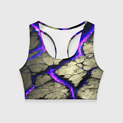 Топик спортивный женский Треснувший камень фиолетовый, цвет: 3D-принт