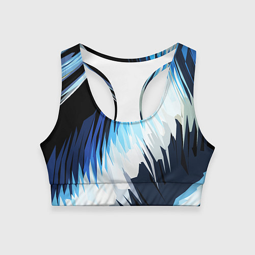 Женский спортивный топ Бело-синие острые полосы / 3D-принт – фото 1