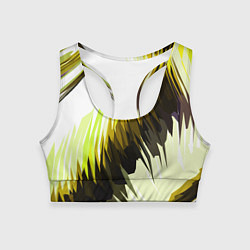 Топик спортивный женский Чёрно-жёлтые острые полосы на белом фоне, цвет: 3D-принт