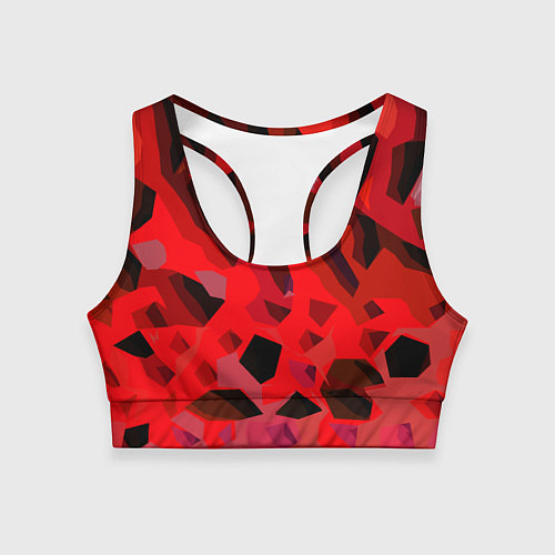 Женский спортивный топ Чёрно-красная пористая абстракция / 3D-принт – фото 1