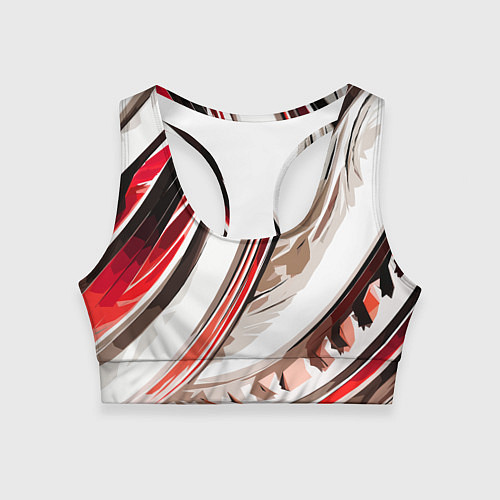 Женский спортивный топ Волнистая бело-красная абстракция / 3D-принт – фото 1
