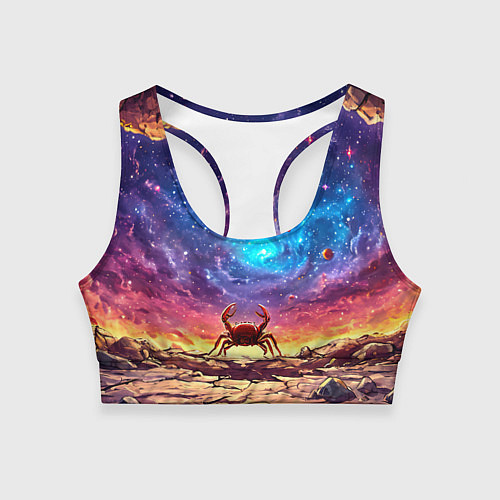 Женский спортивный топ Краб смотрит в космос / 3D-принт – фото 1