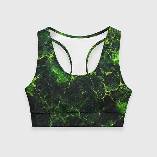 Женский спортивный топ Зеленая ядовитая текстура / 3D-принт – фото 1