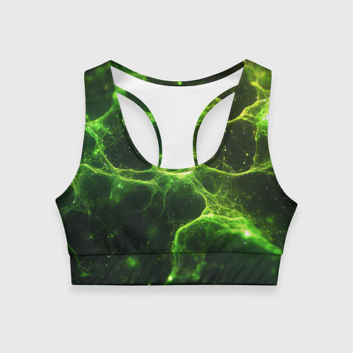 Женский спортивный топ Зеленые волокна текстура / 3D-принт – фото 1
