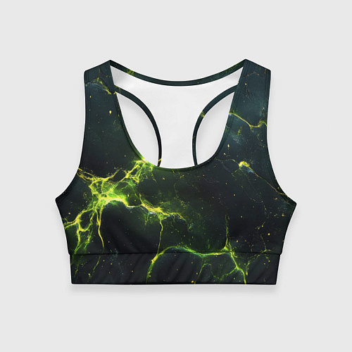 Женский спортивный топ Разбитая плита с зеленым светом / 3D-принт – фото 1