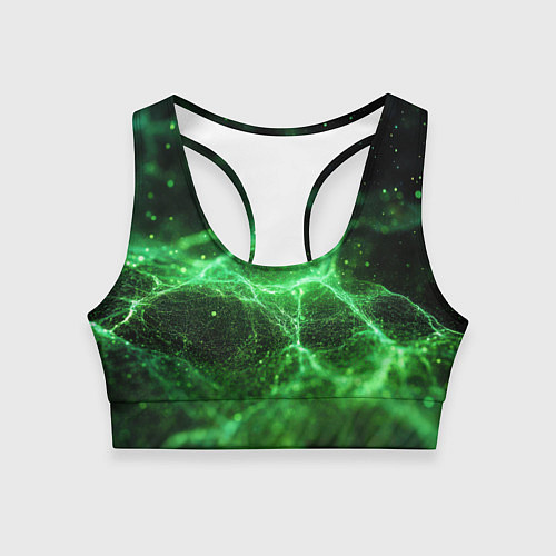 Женский спортивный топ Зеленая связь текстура / 3D-принт – фото 1