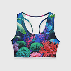 Топик спортивный женский Подводный мир с кораллами, цвет: 3D-принт