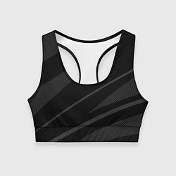 Топик спортивный женский Чёрный с серым абстракция полосы, цвет: 3D-принт