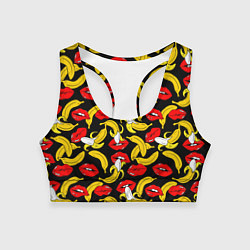 Топик спортивный женский Губы и бананы, цвет: 3D-принт