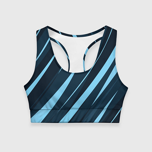 Женский спортивный топ Тёмный бирюзовый контрастные полосы / 3D-принт – фото 1