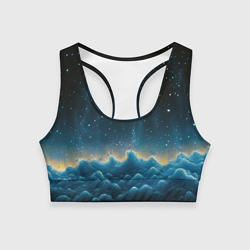 Женский спортивный топ Облака и черное небо текстура / 3D-принт – фото 1