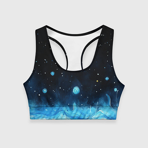 Женский спортивный топ Синяя светящееся краска / 3D-принт – фото 1