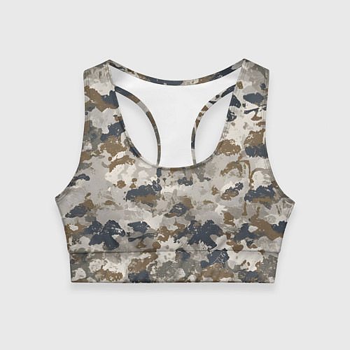 Женский спортивный топ Светлый камуфляж / 3D-принт – фото 1