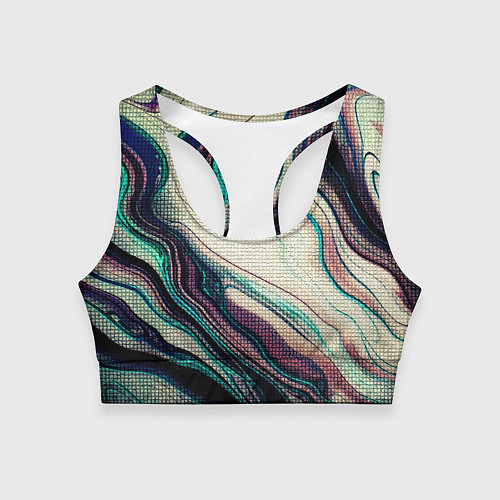 Женский спортивный топ Абстракция тёмные краски с текстурой / 3D-принт – фото 1