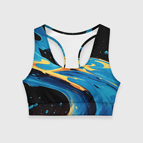 Женский спортивный топ Синяя волна из красок / 3D-принт – фото 1