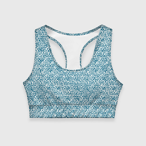 Женский спортивный топ Бело-синий текстурный / 3D-принт – фото 1