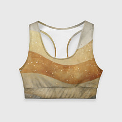 Топик спортивный женский Бежево-золотые полосы с блестками, цвет: 3D-принт