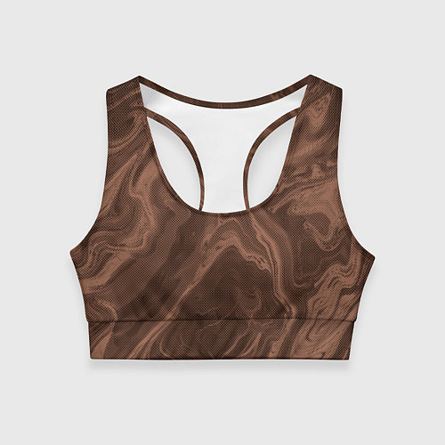 Женский спортивный топ Коричневый абстракция в точку / 3D-принт – фото 1