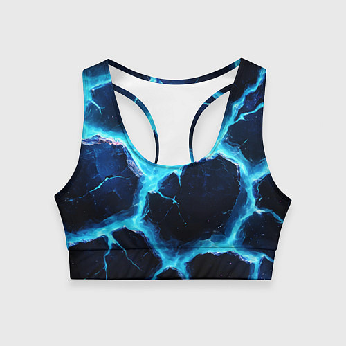 Женский спортивный топ Голубая потертая текстура с разломом / 3D-принт – фото 1