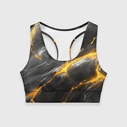 Женский спортивный топ Серая текстура с золотым разломом