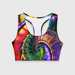 Топик спортивный женский Фрактальный узор неоновый, цвет: 3D-принт