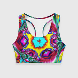 Топик спортивный женский Абстракция узор фракталы, цвет: 3D-принт