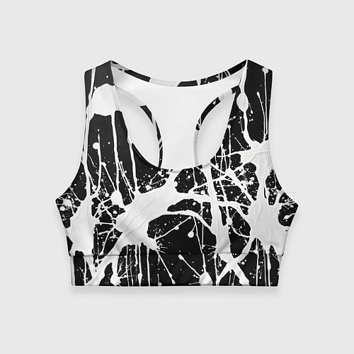Женский спортивный топ Брызги белой краски / 3D-принт – фото 1