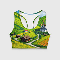 Женский спортивный топ Русская душа и поле