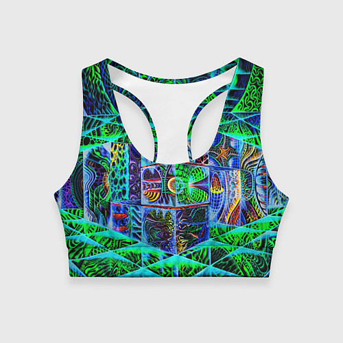 Женский спортивный топ Психоделика узор кислотный / 3D-принт – фото 1