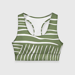 Топик спортивный женский Полоски зеленой зебры, цвет: 3D-принт