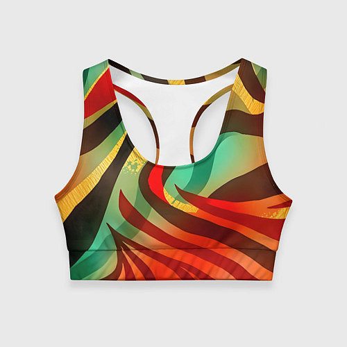 Женский спортивный топ Жаркая полосатая абстракция / 3D-принт – фото 1
