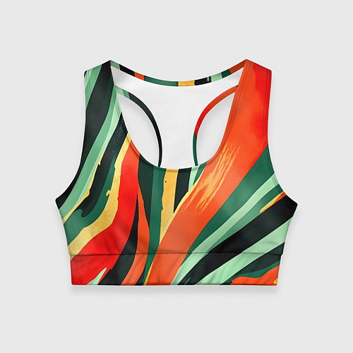 Женский спортивный топ Тропическая жаркая абстракция / 3D-принт – фото 1
