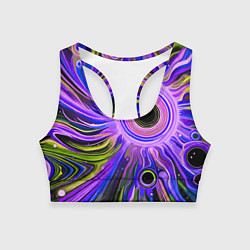 Топик спортивный женский Абстрактный неоновый космос - чёрная дыра, цвет: 3D-принт