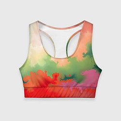Женский спортивный топ Красные и зеленые облака