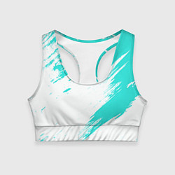 Топик спортивный женский Color white light blue, цвет: 3D-принт