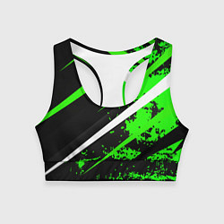 Топик спортивный женский Color black and green, цвет: 3D-принт