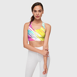 Топик спортивный женский Брызги краски на белом фоне, цвет: 3D-принт — фото 2