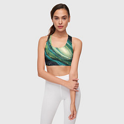 Топик спортивный женский Зеленая вселенная, цвет: 3D-принт — фото 2